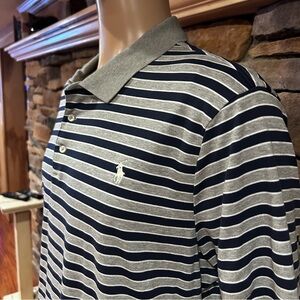 Polo by Ralph Lauren Navy and Gray Striped Shirt